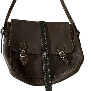FENDI SELLERIA made in Italy vintage  brown leather crossbody saddle bag